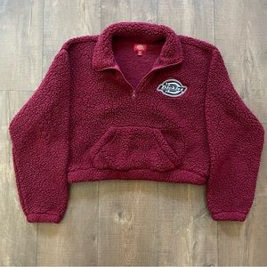 Dickies Red Burgundy Fluffy Collard Pullover Medium